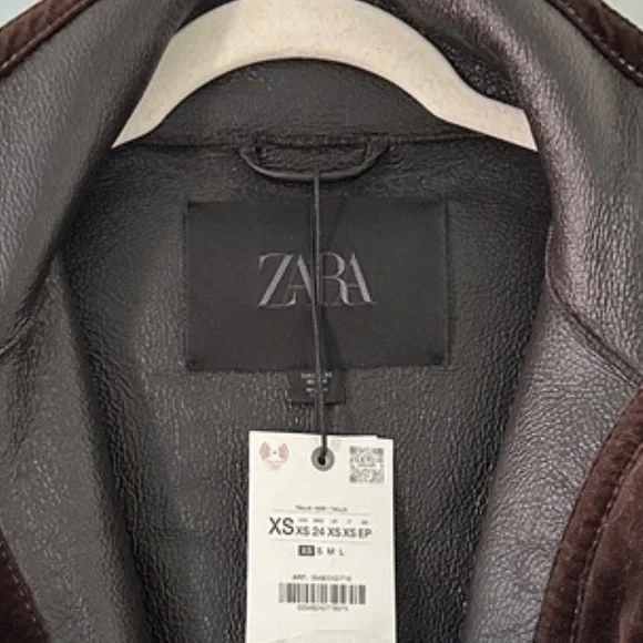 Zara NWT faux shearling double faced jacket dark brown ZW Collection 3548/242 - Picture 4 of 13